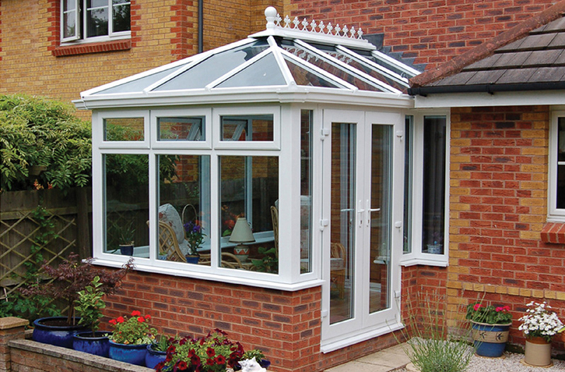 edwardian conservatory with box gutter to right side